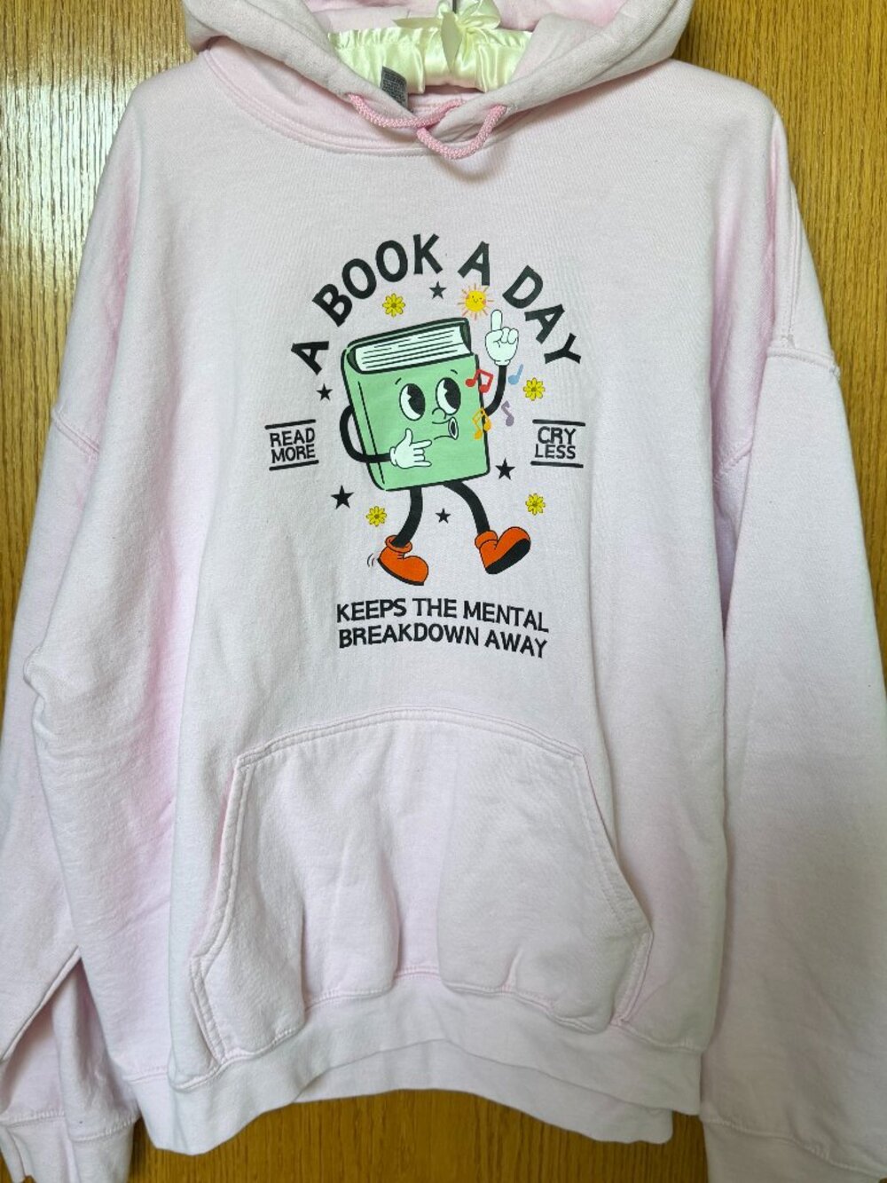 A Book a Day Keeps the Mental Breakdown Away Light Pink XL Hoodie